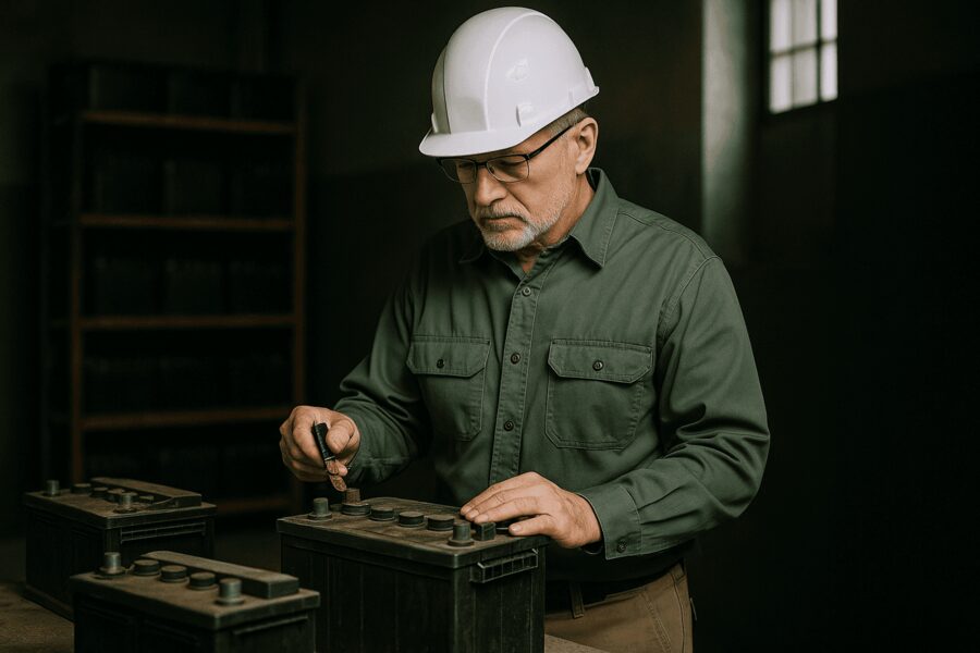 Scrap battery collector at work