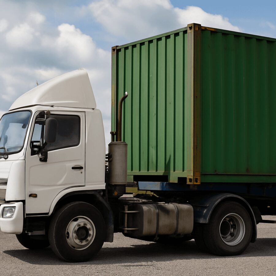 Truck with green container