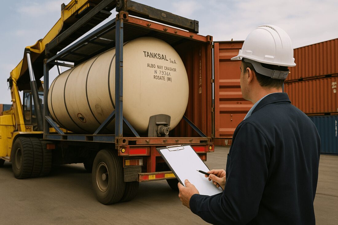 Export container being loaded